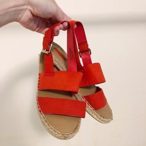 Red Two Strap Espadrille Sandals